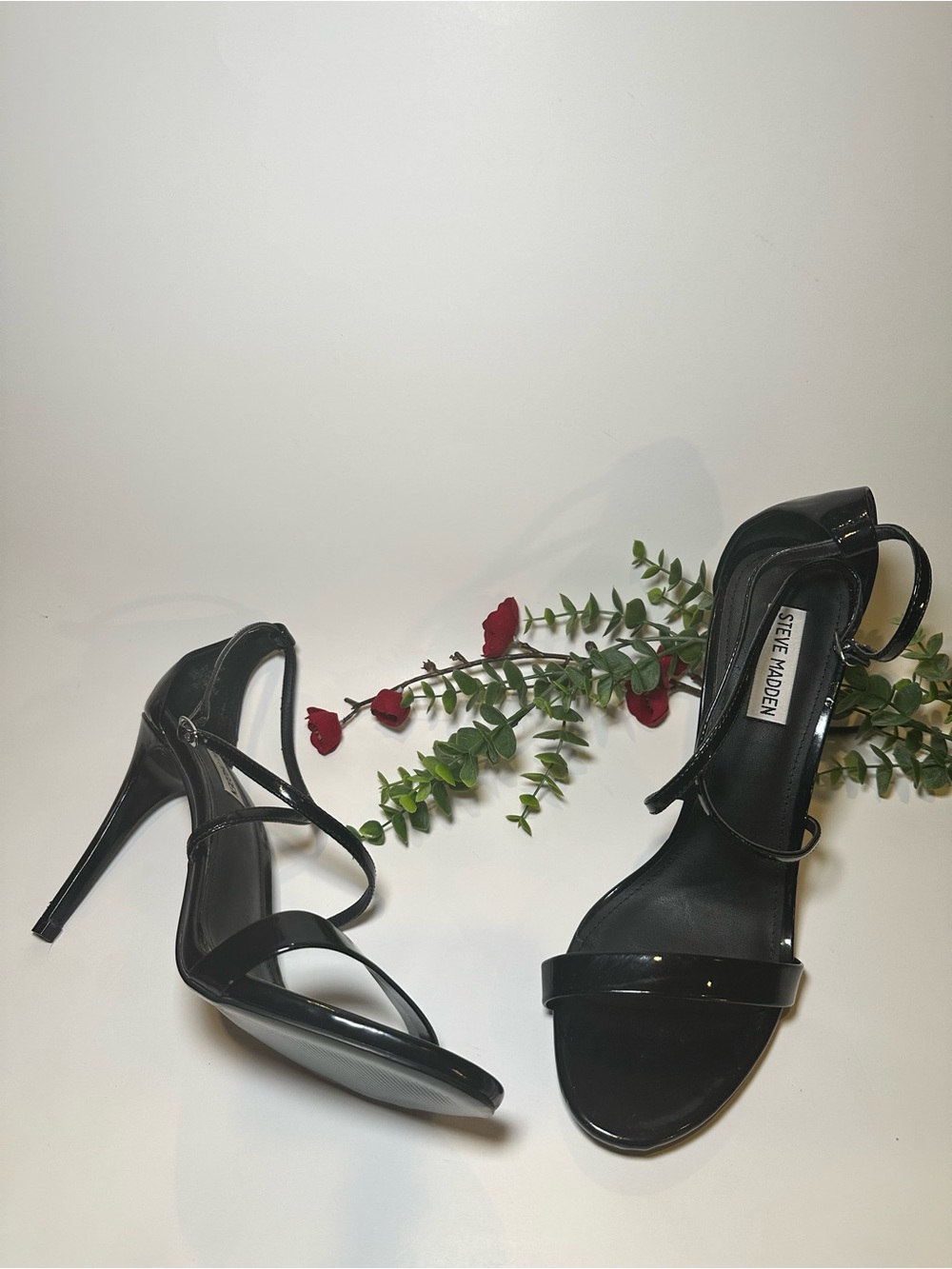 Steve Madden Black Patent Strappy High Heel Sandals